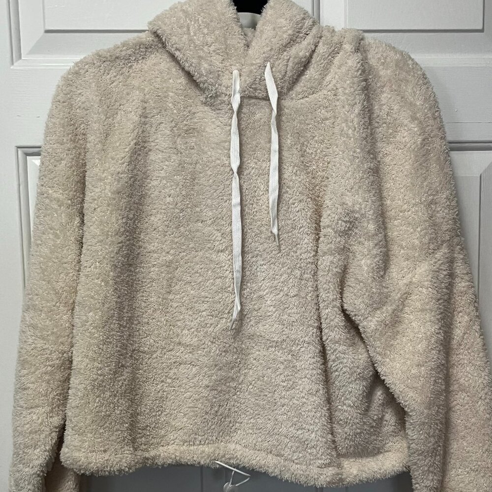 cream colored hoodie with bear ears juniors size large